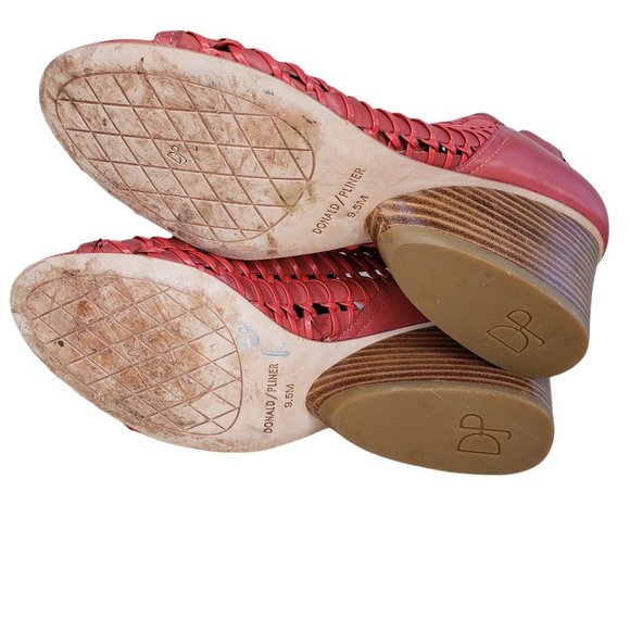 Donald J Pliner Size 9.5 Jacqi Wedge Bootie Sandal Poppy Red Back Zip Op… - Picture 8 of 8